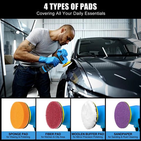 Compact Cordless Palm Sander With 16.8V Battery And 3 Inch Pad for quick car detailing with various pad types for different finishes.