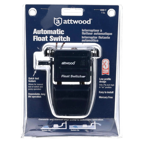 Float Switch For Bilge Pump Automatic Conversion, 12 And 24 Volt CE Rated, 36 Inch Wire, Low Profile Mounting On Any Surface