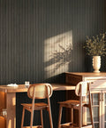 Grey Peel And Stick Wood Wall Panels 3D PVC Wood Slat Wallpaper Renter Friendly 12X197 covering a stylish bar area.