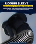 Outboard Rigging Flange Kit With Fuel Hose Port And Hose Union For Boats, black rigging sleeve and cable access tube detail