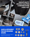 All In One 34 Piece Brake Caliper Tool Set With 11 Adapters Swivel Pad Spreader Piston Compressor Tools Brake Line Cutter And Bender for caliper service