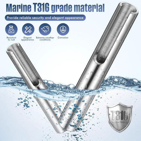 Marine Grade 316 Stainless Steel Railing hardware in water for 50 Pack 316 Marine Grade Stainless Steel Invisible Cable Railing Kit For 1/8 Inch Rope Seamless Deck Gate And Balcony Terminal Anchors Pro Grade Rock Solid Hardware.
