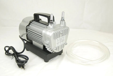 Fresh Out The Box Vacuum Pump Tailored For Concrete Coring Drill Base Setup showing 110V motor, tubing, and compact design.