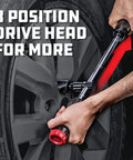 Person using Billy Club Universal Lug Wrench For Quick Tire Changes And Break Loose Lug Nuts, SAE And Metric Fit on car wheel