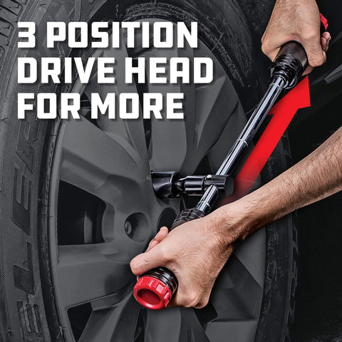 Person using Billy Club Universal Lug Wrench For Quick Tire Changes And Break Loose Lug Nuts, SAE And Metric Fit on car wheel