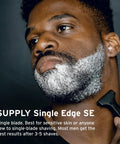 Man shaving with Single Edge SE Blade Refills For Men 8 Pack Japanese Made Stainless Steel Injector Razor Blades For Daily Shaves