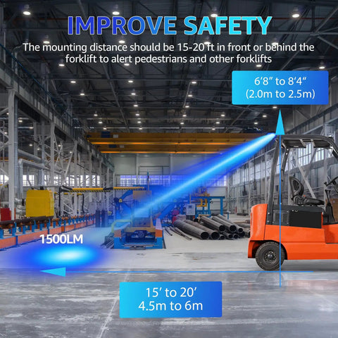 Heavy Duty Led Forklift Spotlight Casting A Bright Blue Warning Beam That Helps Your Shop Run Smooth With Zero Stress On Cramped Warehouse Floors 1500 Lumens 20 Watt Dc12 To 80V Fixed Mount