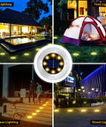 12 Pack 8 LED Solar Garden Lights Outdoor Waterproof IP65 Disk Landscape Pathway Yard Deck Walkway Warm White Rechargeable