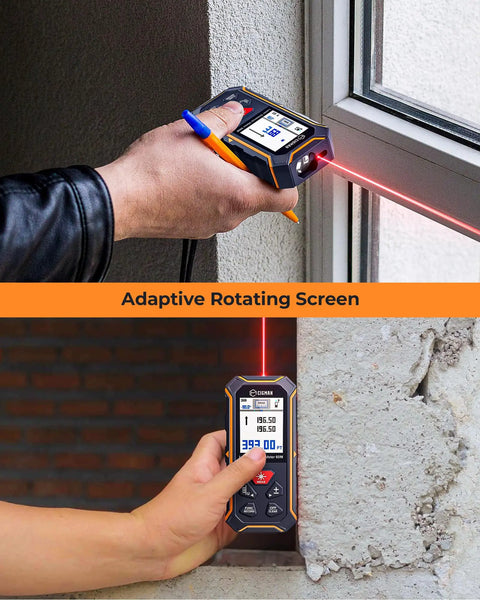 Dual Laser Measuring Tool With Bidirectional And Unidirectional Modes, Measures Up To 393 Feet With Precision, Built For Quick Home Improvement And DIY Projects, Easy One Hand Use. measuring window trim and wall opening