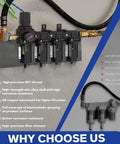 Beefed Up Three Eighths Inch NPT Four Stage Air Drying System With Brass Five Micron Filter And Ultra Fine 0.01 Micron Coalescing Filter