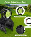 Must Have Pro Grade Hold Up Tool With Bubble Level And Rotor Adjustment Compatible With Rain Bird Sprinkler Head Series 5000 5500 7005 8005 And More 1 Pack Durable High Density Material Built For Precision, front view on grass.