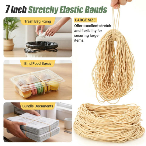 300 Large Rubber Bands For Everyday Use Size 117A 7 Inch By 1/16 Inch Beige Stretchy Elastic Bands for various tasks