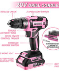 20V Cordless Drill Kit With Driver And Tool Box Battery Included For DIY Projects Home Renovations And Quick Fixes, pink design