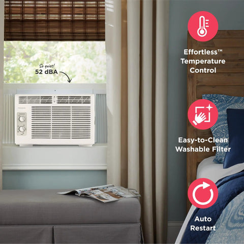 Slick 5000 Btu Window Mounted Air Conditioner Chills Your Space Up To 150 Sq Ft With Dead Silent Cooling Two Smooth Fan Modes And Absolute Zero Stress Auto Restart For Peak Summer Comfort In White
