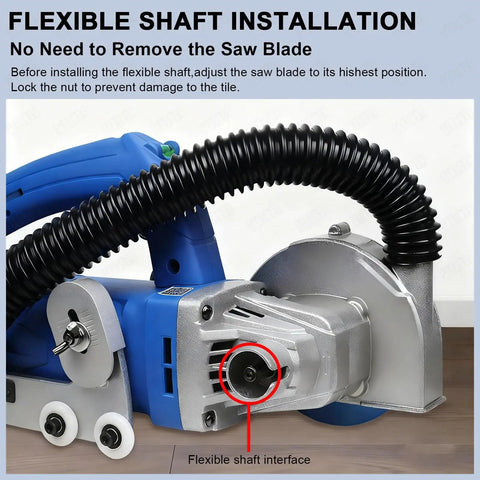Flexible shaft feature of Handheld Electric Grout Cleaner With Dust Free Design For Tile Gap Cleaning And Grout Removal 1200W Power