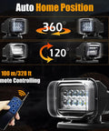 Remote Spotlight For Trucks With 360 Degree Rotation 50W LED Marine Search Light Auto Reset Magnetic Mount 12V 24V Ready Black Off Road Light For Hunting Camping Rescue And Outdoor Adventures featured with remote control