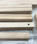 Six Unfinished Beech Wood Furniture Pull Handles Set For Cabinets And Drawers, Unpainted Paintable Wooden Pulls, 5.12 Inch Length