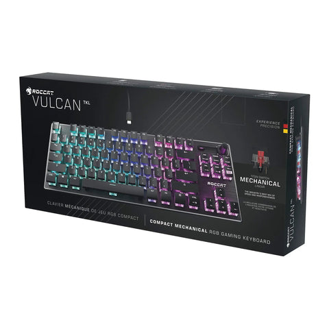 Top Tier Tenkeyless Mechanical Gaming Keyboard Featuring Silent Linear Switches And Dynamic Rgb Lighting Ultra Slim Profile in packaging.