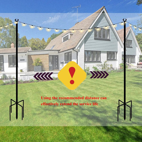 Outdoor String Light Pole With 5 Prong Fork Steel Pole For Patio Garden Backyard And Events Plug And Play Easy Setup 2 Pack