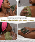 Authentic African Net Sponge 2 Pack Exfoliating Bath And Shower Loofah Sponge, olive green, used on arm and back