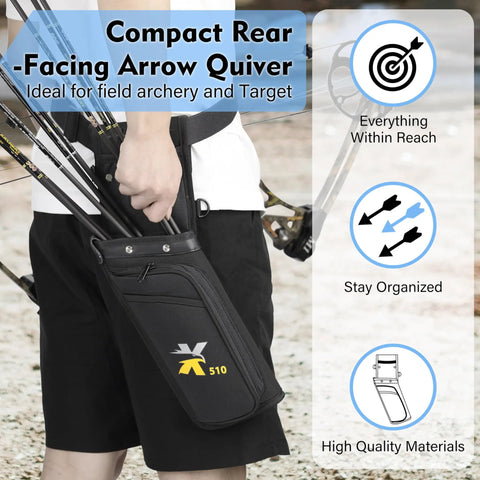 Field And Competition Hip Arrow Quiver With 3 Slot System Holds 12 Plus Arrows Noise Free Design in use