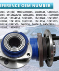 Swap Ready Front Wheel Hub Bearing Assembly 513203 for Buick, Chevrolet, Pontiac cars, side view with OEM numbers.