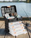 Versatile Fishing Tackle Storage Box With 4 Removable Trays And Adjustable Dividers A Handy Craft Or Tool Organizer on dock
