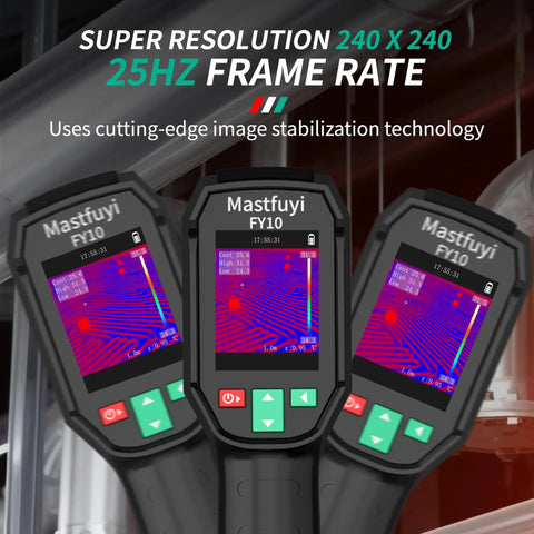 High Resolution 240x240 Thermal Imager With 25 Hz Refresh Rate, Temperature Alarm, Handheld Infrared Camera display view