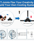 Diagram of Outdoor Patio Misting Kit 50 Foot Hose Cooling System with T-joints assembly instructions.