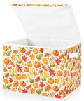 Top Shelf Foldable Storage Bin With Snug Flip Top Lid And Reinforced Handles For Bedroom Closet Organization, 16.5x12.6x11.8 fabric cube with fall pattern.