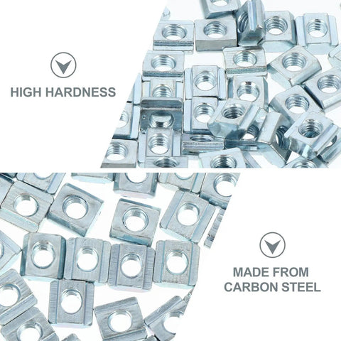 Forty Pack Carbon Steel T Slot Nuts providing a slick sliding fit and no sweat quick install for aluminum extrusion rails.