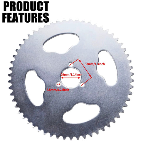 58 Tooth Rear Sprocket For 35 Chain Fits Dirt Pit Bike Go Kart Quad Buggy ATVs With 3 Mounting Holes 29mm Shaft 33mm Center To Center