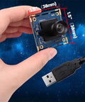 Ultra HD 8MP USB Camera Module with 3264x2448 fixed focus lens, hand holding industrial-grade PC webcam, USB connector visible.