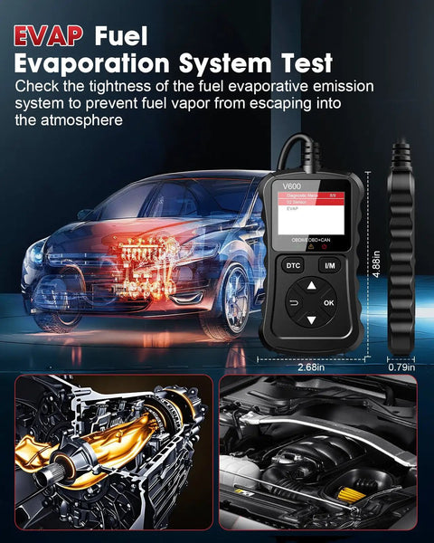 OBD2 Scanner Car Code Reader With Voltage Test Plug And Play CAN Diagnostic Tool Reads And Clears Engine Fault Codes Display