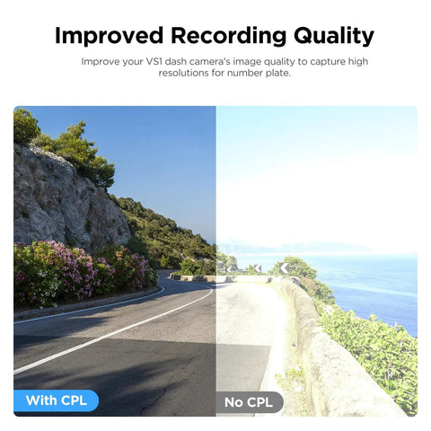 Road image showing split view with CPL 300 Dope Anti Glare Circular Polarizing Filter For A229 A229 Plus A229 Pro A139 A139 Pro T130