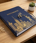 Important Document Organizer Linen Binder With 12 Expanding Pockets For Docs to help you organize like a pro on a wooden table.