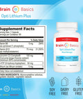 Lithium Orotate Brain Support Supplement With Enhanced Nutrient Absorption For Optimal Well Being Everyday Brain Boost Focus Mood And Cognitive Health To Keep You Sharp And On Your Game, 90 capsules bottle with supplement facts.