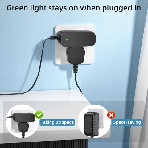 Universal Power Cord For Elliptical And Cardio Machines Replacement Charger Cable plugged in with a green light indicator