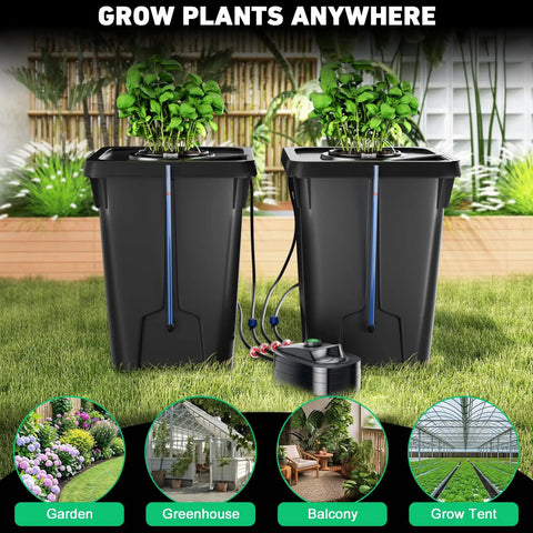 Two Buckets DWC Hydroponics Grow System With Top Drip Kit For 7 Gallon Deep Water Culture Includes Air Pump Air Stone And Hose