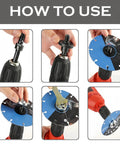 Demonstration of Pro Grade Angle Grinder Conversion Tool Kit With Drill Arbor Adapter, Replacement Flange Nuts And Spanner Wrench Set, 1 And 6mm, Compatible With Electric Drill And Grinder in use, showing assembly steps for attaching a disc to an electric drill.