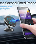 2 Pack Magnetic Phone Holder For Car Dashboard With Strong Magnet And Metal Plate Included The Ultimate Universal Car Phone Mount For iPhone 17 Pro Max 16 15 14 13 12 Keeping Your Device Secure While You Ride shown installed on car dashboard.