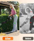 Comparison of using Ergonomic Leaf Blower Handle 2.0 with and without the back-saving grip on lawns.