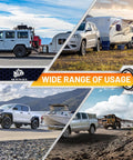Stainless Steel Trailer Hitch Lock That Locks It Down For Class III And IV Hitches Five Eighths Inch Pin Fits Two Inch And Two Point Five Inch Receivers Heavy Duty Anti Theft Receiver Lock With Eight Anti Rattle O Rings And Waterproof Cap in use on various vehicles.