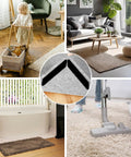 16 Pcs Non Slip Rug Grippers Keep Area Rug Corners Flat Prevent Curling And Bunching Reusable Washable Rug Tape For Hardwood Floors And Tiles