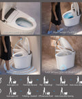 Image showing Slick No Sweat Smart Toilet With Built In Bidet Sprayer features: auto pre-wetting, foot sensor flushing, auto lid.