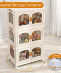 Super Roomy Foldable Storage Bins With Smooth Rolling Wheels And Snug Lid Covers Hella Big Stackable Plastic Closet Organizers For Bedroom Dorm Room Clutter Removals showcasing four stackable bins with contents visible, designed for easy organization.