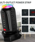 Dope Power Strip Tower With Colorful Nightlight 15 AC Outlets 6 USB Ports Retractable Extension Cord 900 Joule Surge Protector