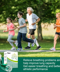 Group jogging with Lung Workout Breathing Compact Device With PEP Therapy For Mucus Clearance Portable Handheld Trainer shown