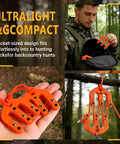 Heavy Duty Nylon Block And Tackle Pulley Set For Backcountry Game Hoisting Hella Portable Two Piece Badass Gear Rigging System For Solo Hunters And Field Operations in compact orange design.
