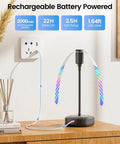 4 Pack Food Table Fans With 2000mAh Rechargeable Battery, USB charging on wooden table, flexible goose neck, soft blades